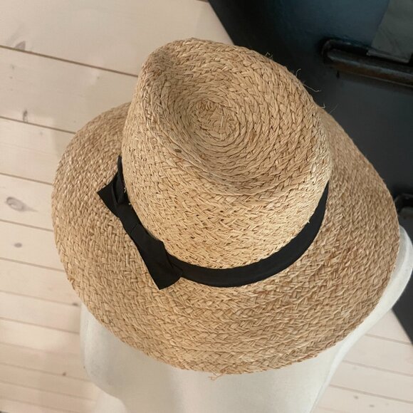 ❤️015 Phenix Bow Trim Raffia Fedora One Size